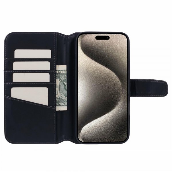Nordic Covers iPhone 16 Pro Essential Leather -kotelo, Raven Black