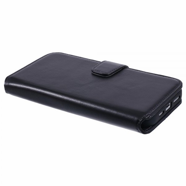Nordic Covers iPhone 16 Pro Essential Leather -kotelo, Raven Black