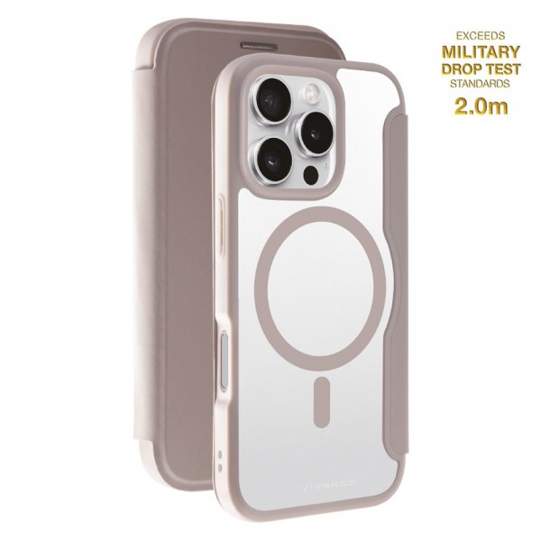Vivanco iPhone 16 Pro -kotelo Mag Wallet Greige