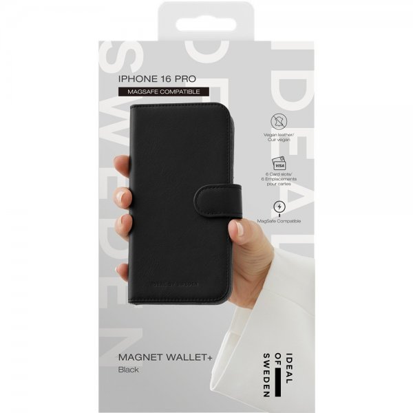 Ideal of Sweden iPhone 16 Pro Kotelo Magnet Wallet+ MagSafe Musta