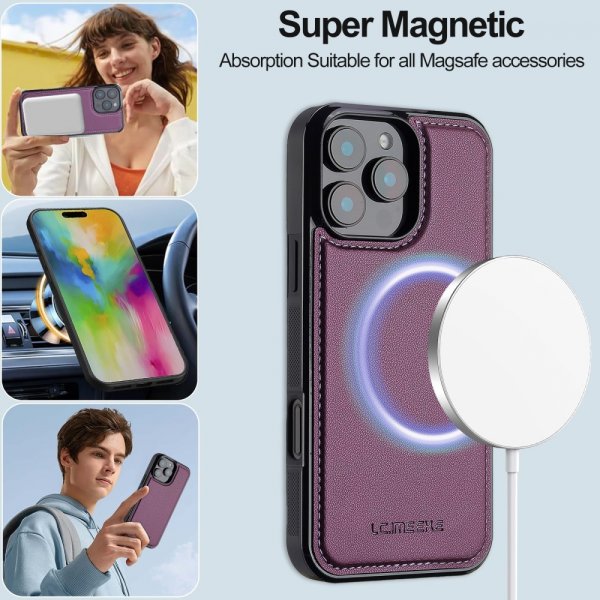 Lc.Imeeke iPhone 16 Pro -kotelo irrotettavalla kuorella, L2-sarja MagSafe, violetti