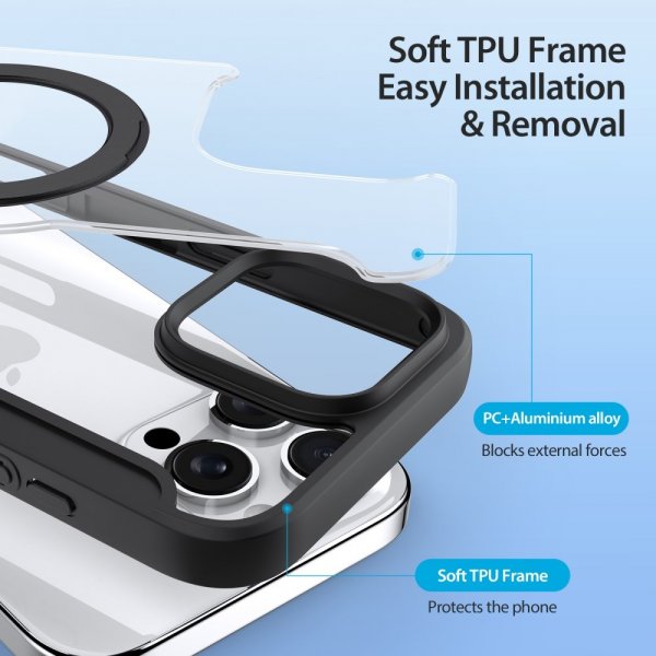 Dux Ducis iPhone 16 Pro -kuori Skin X Pro Series Kickstand MagSafe, musta