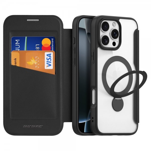 Dux Ducis iPhone 16 Pro -kuori Skin X Pro Series Kickstand MagSafe, musta