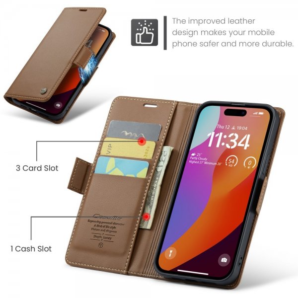CaseMe iPhone 16 Pro Max Kotelo 023 Series Ruskea
