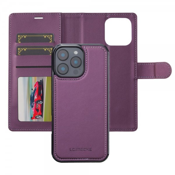 Lc.Imeeke iPhone 16 Pro Max -kotelo irrotettavalla kuorella, L2 Series, MagSafe, violetti
