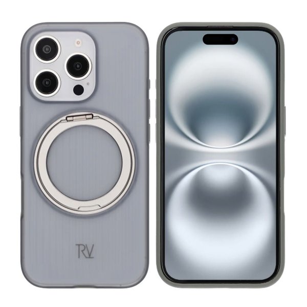 Rvelon iPhone 16 Pro Max -suojakuori, jossa kääntyvä MagSafe-jalusta, harmaa