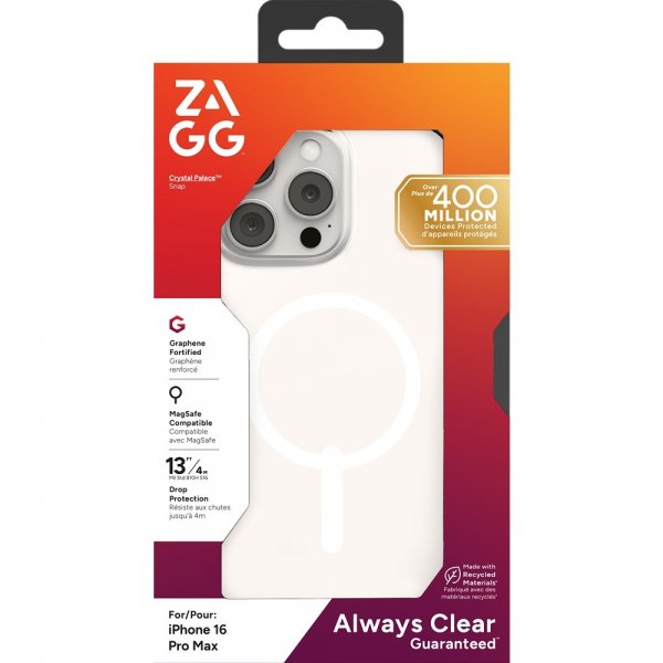 ZAGG iPhone 16 Pro Max -suojakuori Crystal Palace Snap Transparent