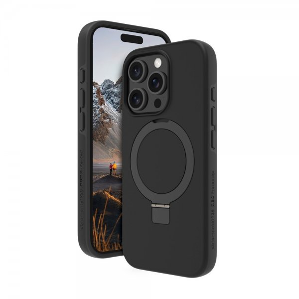 dbramante1928 iPhone 16 Pro Max -kuori Iceland Ultra D3O MagSafe Kickstand Musta