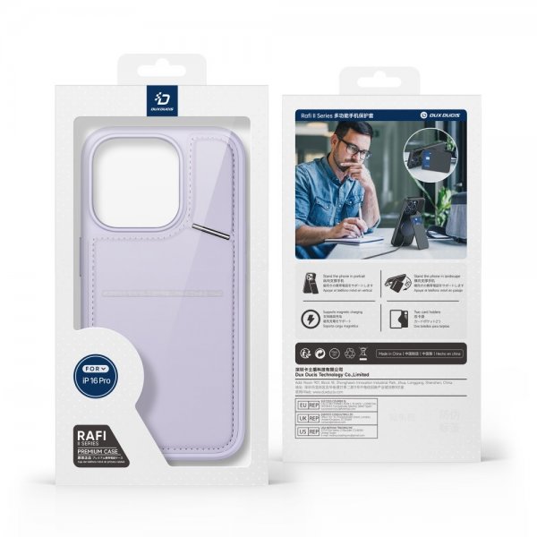 Dux Ducis iPhone 16 Pro Max -suojakuori Rafi II Series MagSafe, violetti