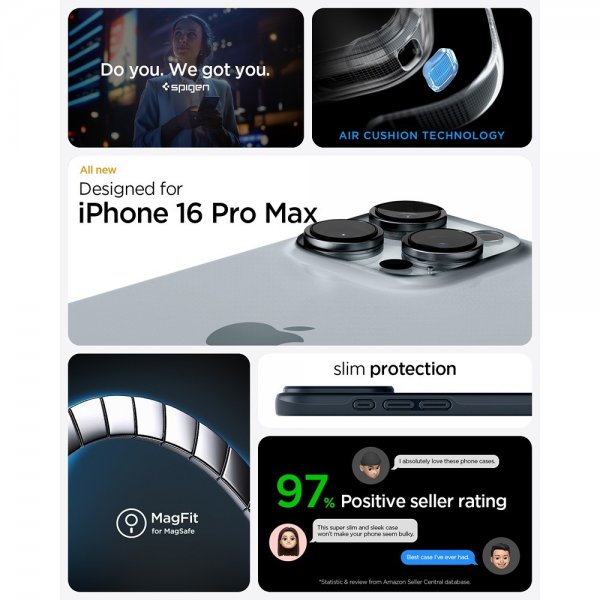 Spigen iPhone 16 Pro Max Thin Fit MagFit Metal Slate -suojakuori