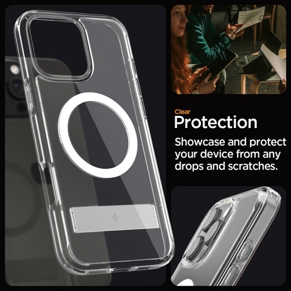 Spigen iPhone 16 Pro Max -suojakuori Ultra Hybrid S MagFit Crystal Clear