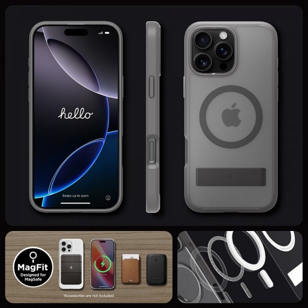 Spigen iPhone 16 Pro Max -suojakuori Ultra Hybrid S MagFit Frost Gray