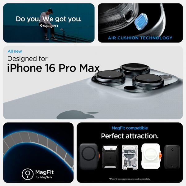 Spigen iPhone 16 Pro Max -suojakuori Ultra Hybrid T MagFit Graphite