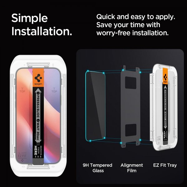 Spigen iPhone 16 Pro Max/iPhone 17 Pro Max Näytönsuoja GLAS.tR EZ Fit Privacy 2-pakkaus