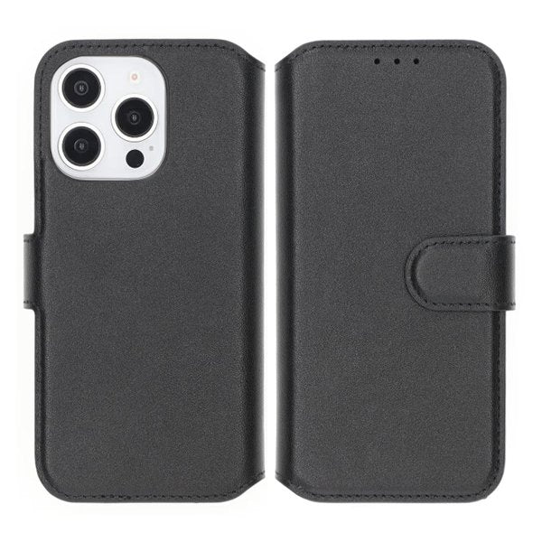 Rvelon iPhone 16 Pro Kotelo Aitoa nahkaa, korttipaikka, musta