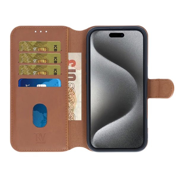 Rvelon iPhone 16 Pro -kotelo magneettisesti irrotettava kuori, ruskea