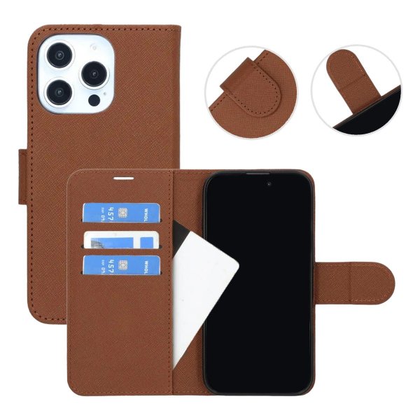 iPhone 16 Pro Kotelo Jalustalla Ruskea
