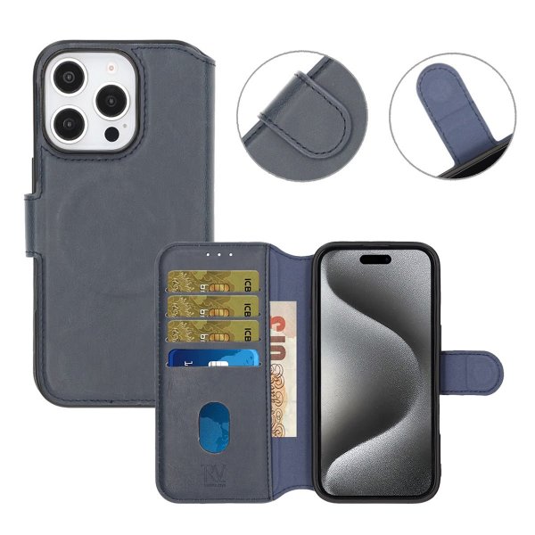 Rvelon iPhone 16 Pro Kotelo 4 Korttipaikkaa MagSafe Sininen