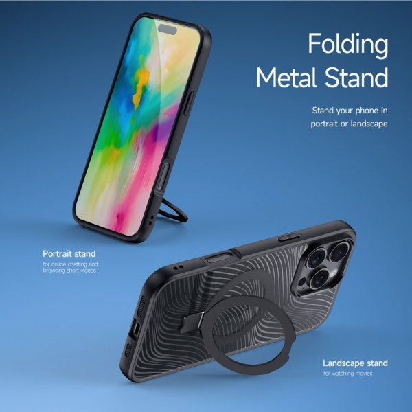 Dux Ducis iPhone 16 Pro Kuori Aimo Series MagSafe Jalusta Musta
