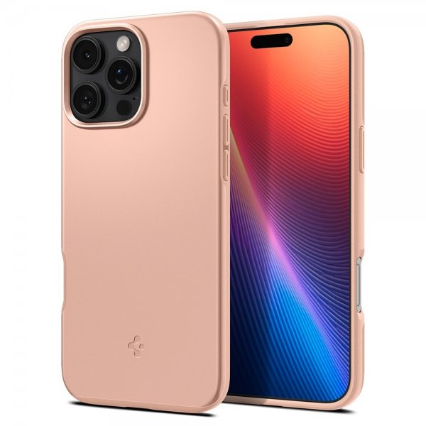 Spigen iPhone 16 Pro -kuori Thin Fit MagFit Rose Titanium
