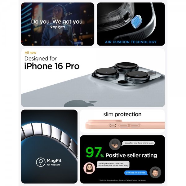 Spigen iPhone 16 Pro -kuori Thin Fit MagFit Rose Titanium