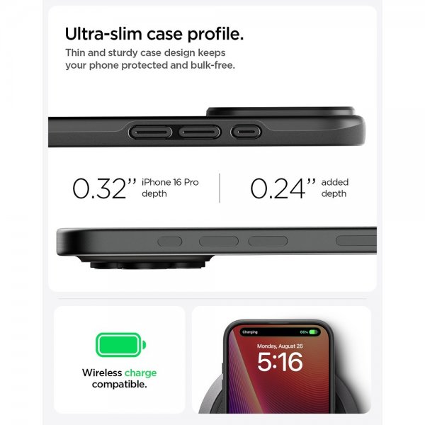 Spigen iPhone 16 Pro Kuori Thin Fit MagFit Musta