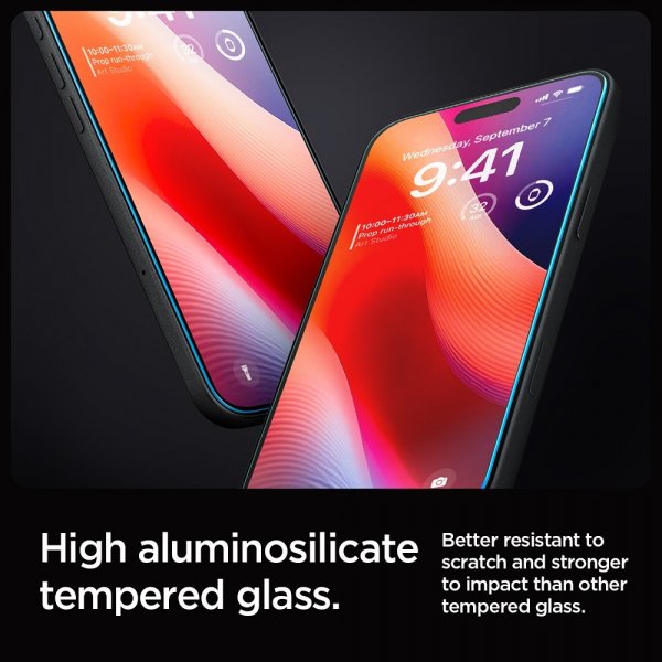 Spigen iPhone 16 Pro/iPhone 17/17 Pro näytönsuoja GLAS.tR EZ Fit 2-pakkaus