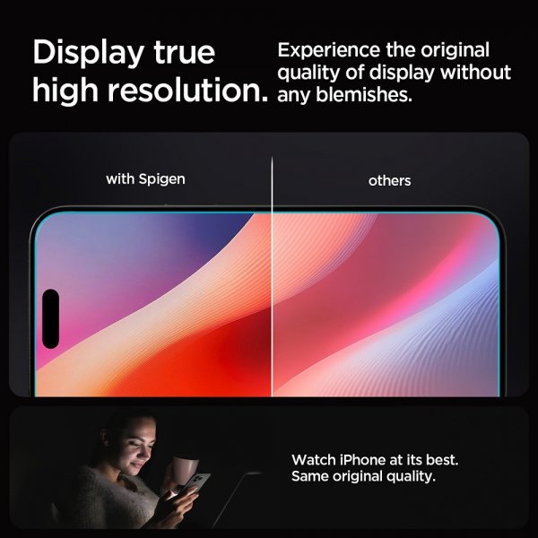Spigen iPhone 16 Pro/iPhone 17/17 Pro näytönsuoja GLAS.tR EZ Fit 2-pakkaus