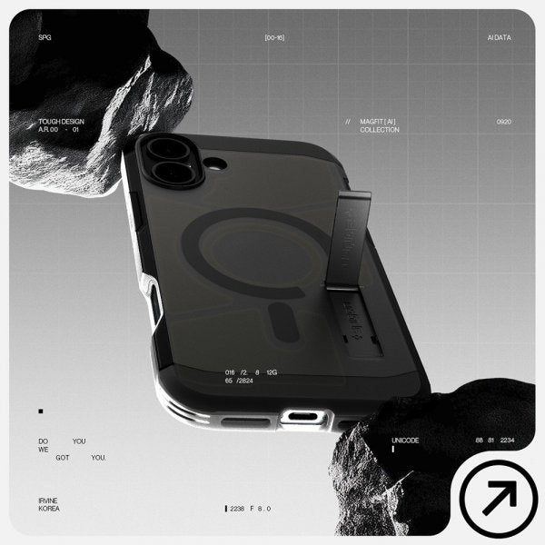 Spigen iPhone 16 -suojakuori Tough Armor MagFit Frost Black