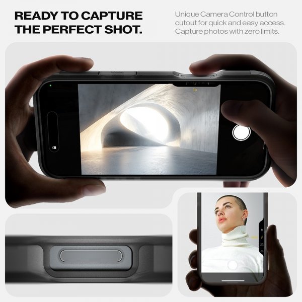 Spigen iPhone 16 -suojakuori Tough Armor MagFit Frost Black