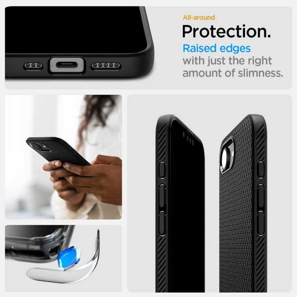 Spigen iPhone 16/17 -kuori, Liquid Air, mattamusta