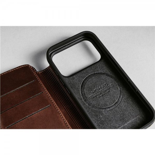 Nomad iPhone 17 Pro Modern Leather Folio -suojakotelo, Horween Rustic Brown