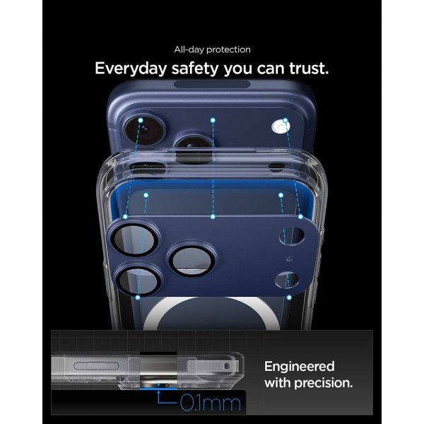 Spigen iPhone 17 Pro kameransuojaus Glas.tR EZ Fit Optik Pro XL Sininen