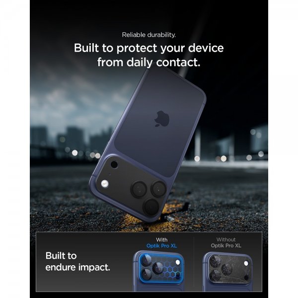 Spigen iPhone 17 Pro kameransuoja Glas.tR EZ Fit Optik Pro XL Musta
