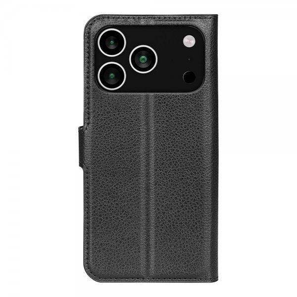 iPhone 17 Pro Max -suojakuori, litsi-nahkajäljitelmä, musta