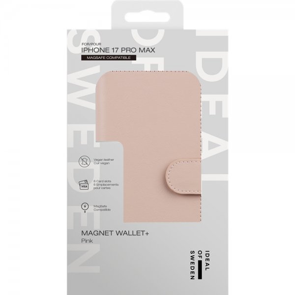Ideal of Sweden iPhone 17 Pro Max -kotelo Magnet Wallet+ MagSafe, vaaleanpunainen
