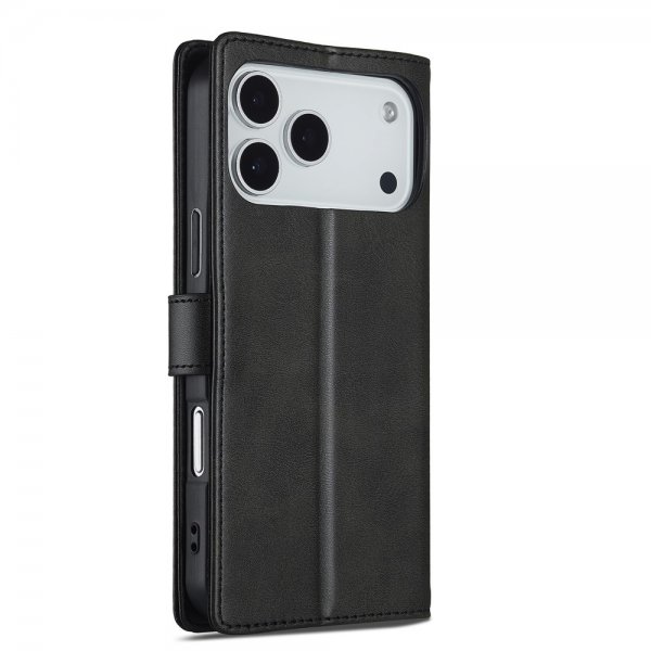 Lc.Imeeke iPhone 17 Pro Max suojakotelo, jossa korttipaikka ja jalusta, musta