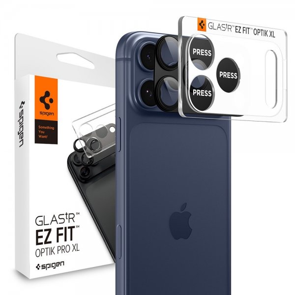 Spigen iPhone 17 Pro Max Kamerasuojalasi Glas.tR EZ Fit Optik Pro XL Musta