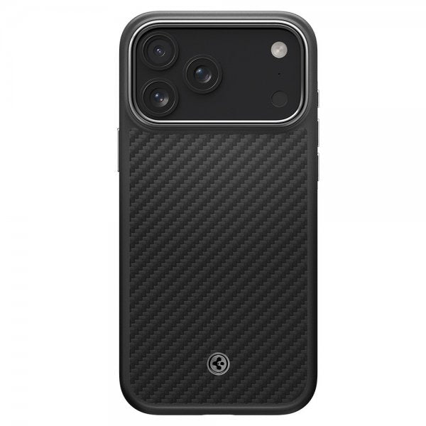 Spigen iPhone 17 Pro Max -kuori Enzo Aramid T MagFit musta hopea