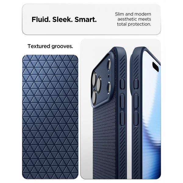 Spigen iPhone 17 Pro Max -kuori Liquid Air Navy Blue