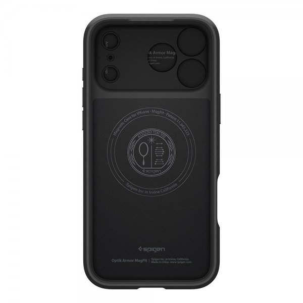 Spigen iPhone 17 Pro Max -kuori Optik Armor MagFit Musta