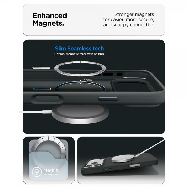 Spigen iPhone 17 Pro Max kuori Silicone Fit MagFit Abyss Green