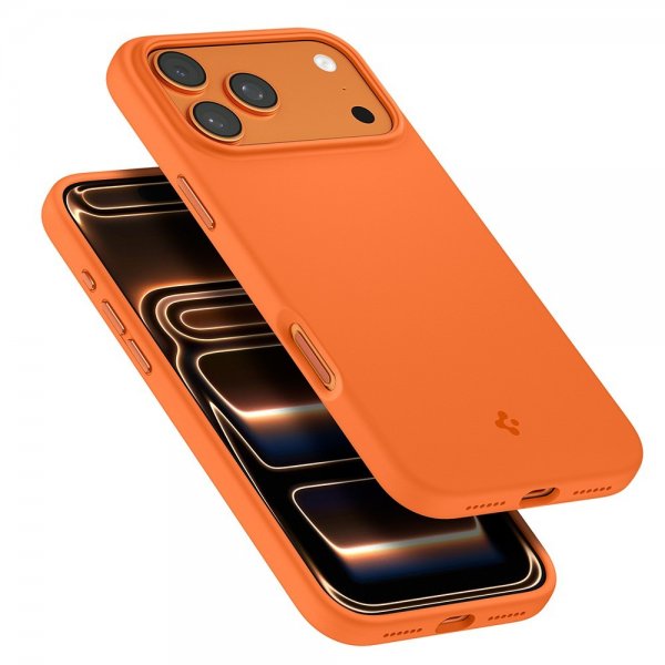 Spigen iPhone 17 Pro Max -kuori Silicone Fit MagFit Cosmic Orange