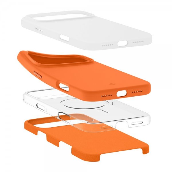 Spigen iPhone 17 Pro Max -kuori Silicone Fit MagFit Cosmic Orange