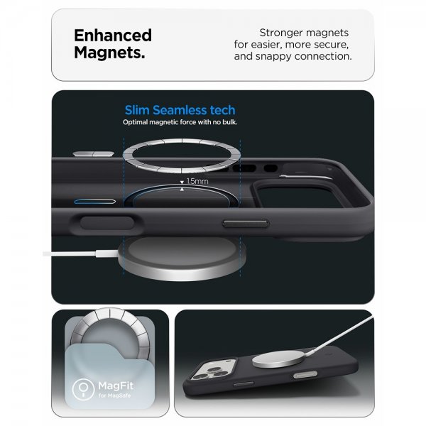 Spigen iPhone 17 Pro Max kuori Silicone Fit MagFit musta