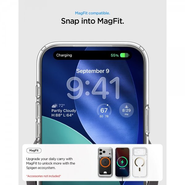 Spigen iPhone 17 Pro Max Ultra Hybrid MagFit Clear Gold -kuori