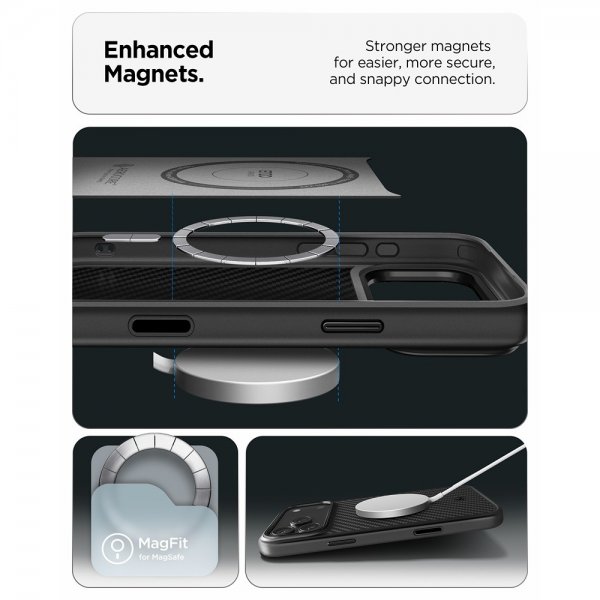 Spigen iPhone 17 Pro -kuori Enzo Aramid T MagFit musta
