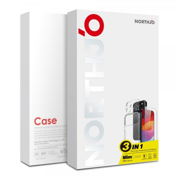 Northjo iPhone 17 Pro -kuori näytönsuojalla ja kamerasuojalla 3-in-1