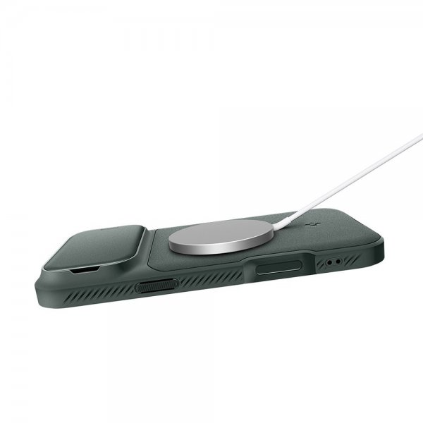 Spigen iPhone 17 Pro -kuori Optik Armor MagFit Abyss Green