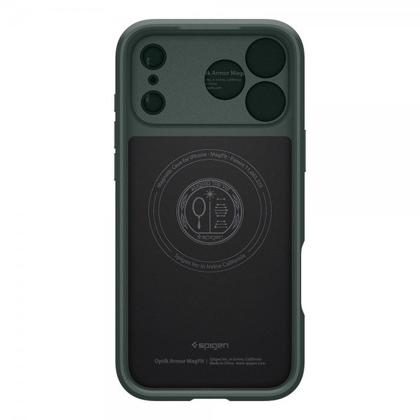 Spigen iPhone 17 Pro -kuori Optik Armor MagFit Abyss Green